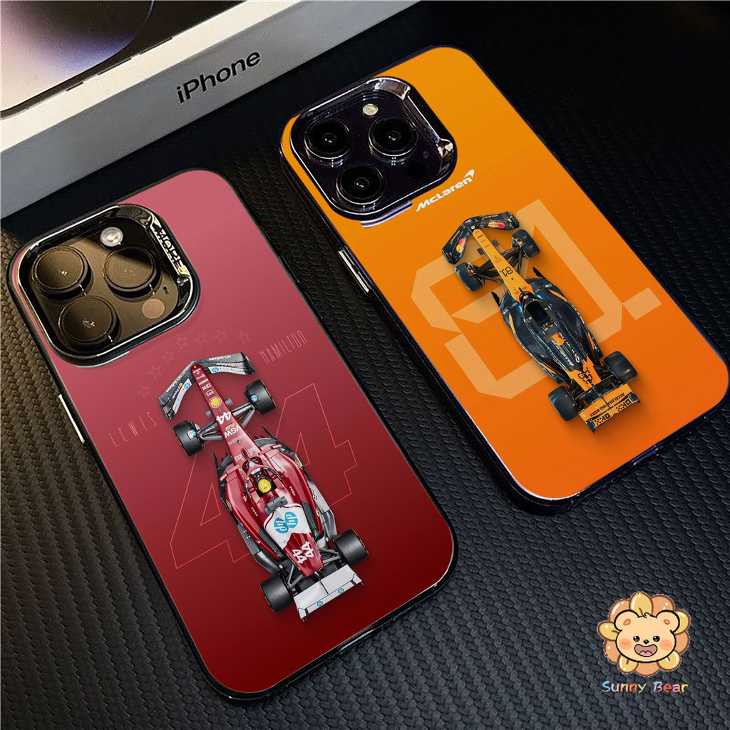 Ốp iPhone 16 Pro Max Đua Xe F1 thoại bảo vệ ống kính mạ điện mờ màu trơn đơn giản Tương thích cho iP