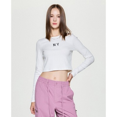 MLB - Áo croptop nữ cổ tròn tay dài Basic Coopers_3FTSB0354-50IVS