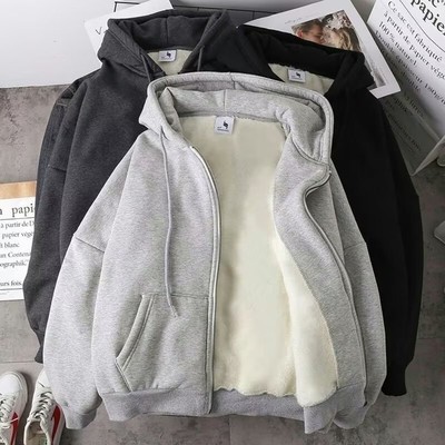 Áo Cardigan Nam Có Mũ Trùm Đầu, Dày Nhung Ấm Áp, Phong Cách Hàn Quốc, Thích Hợp Hàng Ngày WL115