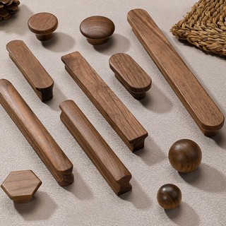 Phong Cách Nhật Bản Tối Giản Đen Walnut Tủ Quần Áo Tay Cầm Ngăn Kéo Gỗ Chắc Chắn Tay Cầm Bằng Gỗ Tủ Trẻ Em Tay Nắm Cửa Tủ Bếp Cầm