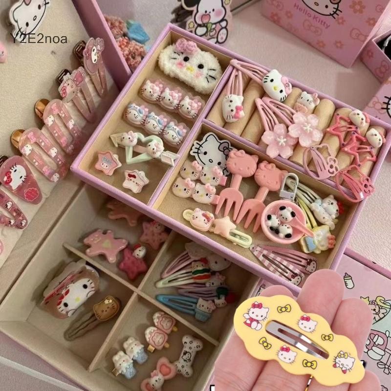 Y2E2noa 30 / 50 Chiếc Phụ Kiện Hello Kitty Kẹp Tóc BB Kẹp Hello Kitty Sanrio Màu Hồng Kẹp Tóc Ngẫu N