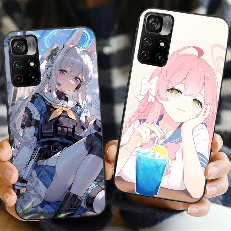 Blue Archive 02 Vỏ Điện Thoại Kính Cho POCO F3 F4 F5 M3 M4 M5 M6 4G X3 X4 GT NFC X5 X6 PRO 5G