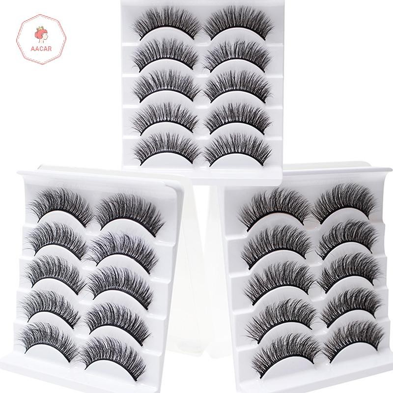 AACAR 5 Cặp 3D 3D Lông Mi Giả Tự Nhiên Uốn Tất Cả Trận Đấu Lông Mi Uốn Mi Giả Tự Nhiên *