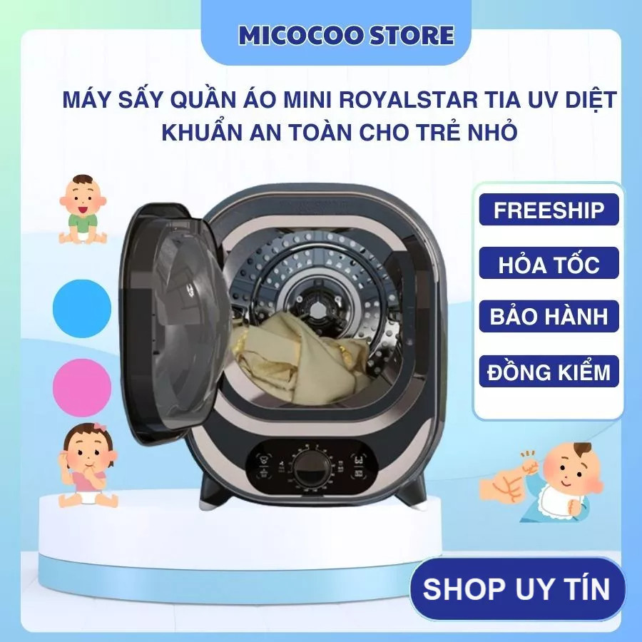 Máy sấy quần áo mini RoyalStar tia UV diệt khuẩn, Tủ sấy quần áo chip và quần áo em bé kháng khuẩn,c