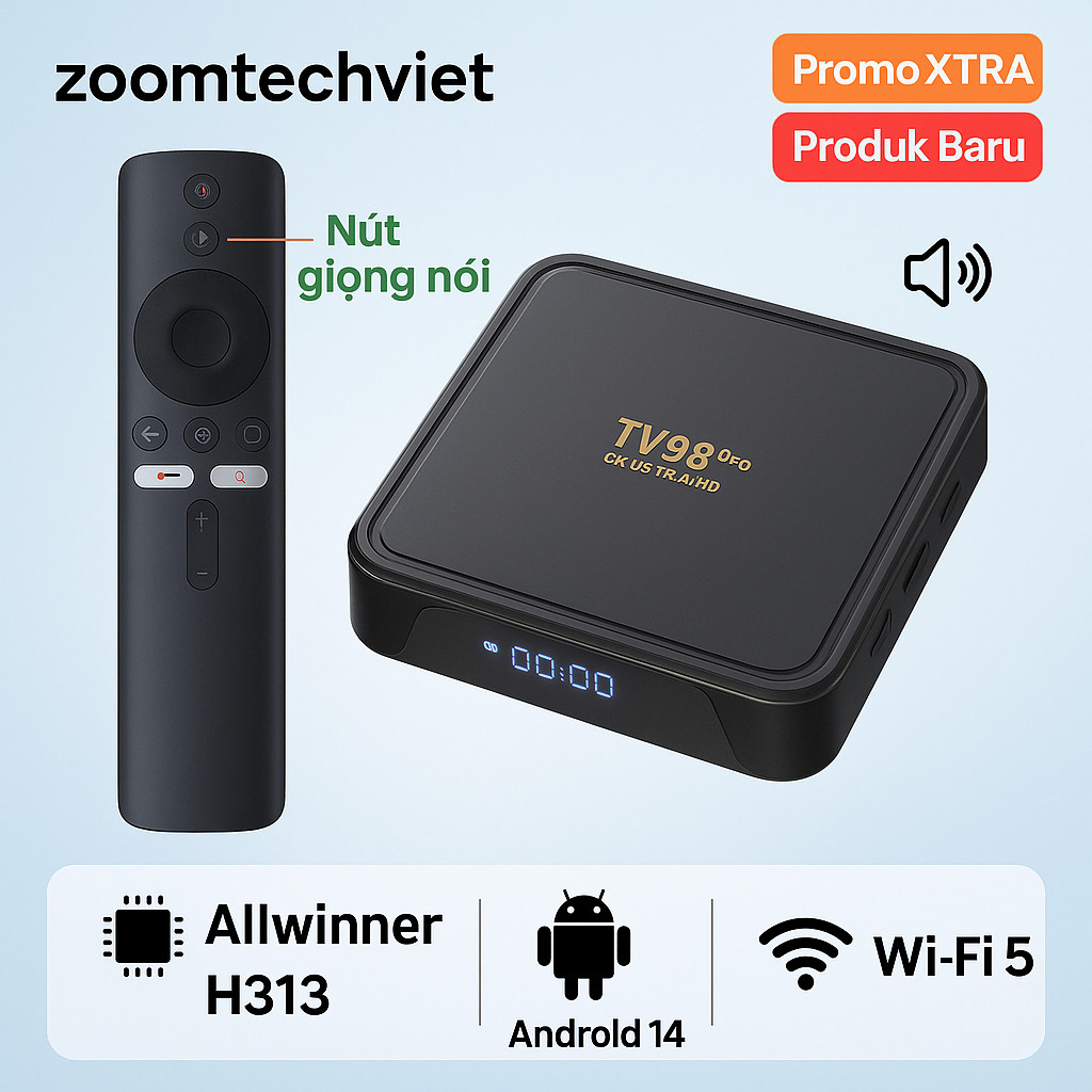 Android tv box TV98 Giọng Nói 300 Kênh Miễn Phí Tiếng Việt Hát Bluetooth tần số kép Giọng Nói Điều K