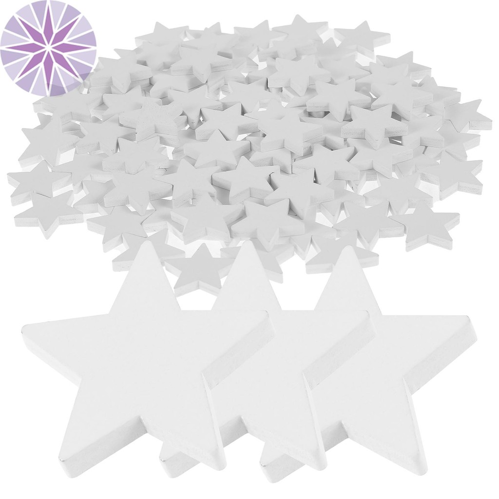 100 Chiếc Ngôi Sao Gỗ Trắng Ngôi Sao Gỗ Trang Trí Ngôi Sao Gỗ Cắt DIY Gỗ Ngôi Sao Trang Trí Cho DIY 