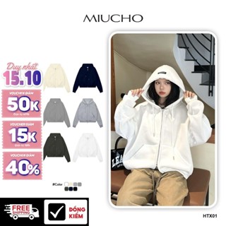 Áo Khoác Hoodie Zip Boxy MIUCHO Nỉ 2 Da Cao Cấp Dày Dặn Mềm Mại Thoáng Mát HXT02