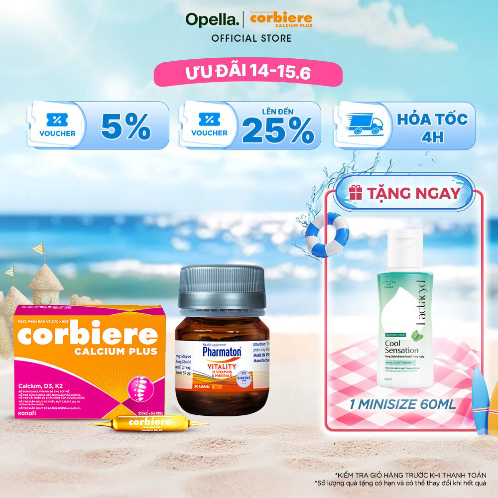 Bộ 1 Thực Phẩm Bảo Vệ Sức Khỏe Pharmaton Vitality + 1 Thực phẩm bảo vệ sức khỏe Corbiere Calcium Plu