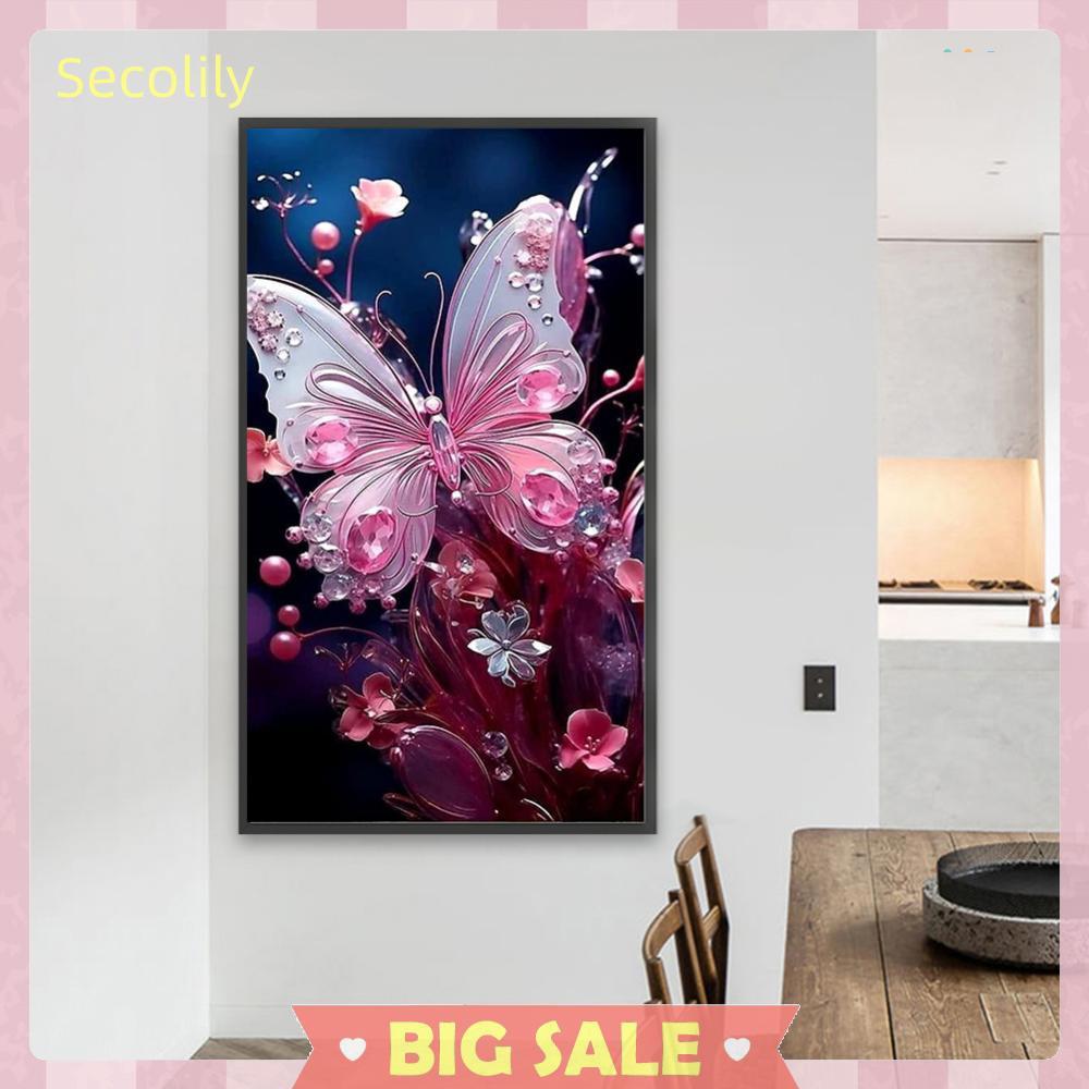 Butterfly Partial AB Diamond Round Drill DIY Diamond Painting Kit Decor 45x75cm [Secolily.vn]