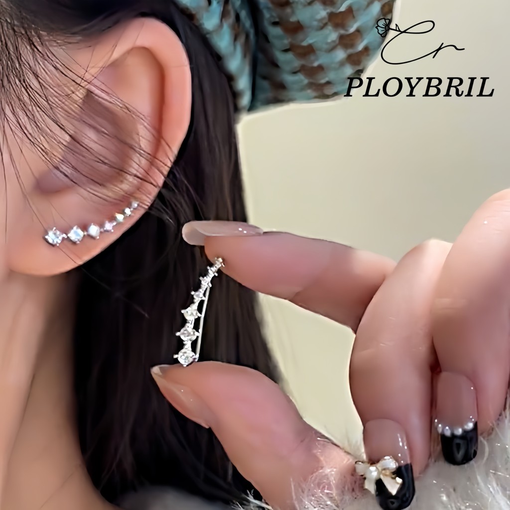 PLOYBRIL COD ️ S925 Bông Tai Bạc Bảy Ngôi Sao Zircon Phong Cách Hàn Quốc Thời Trang Cao Cấp Trang Sứ