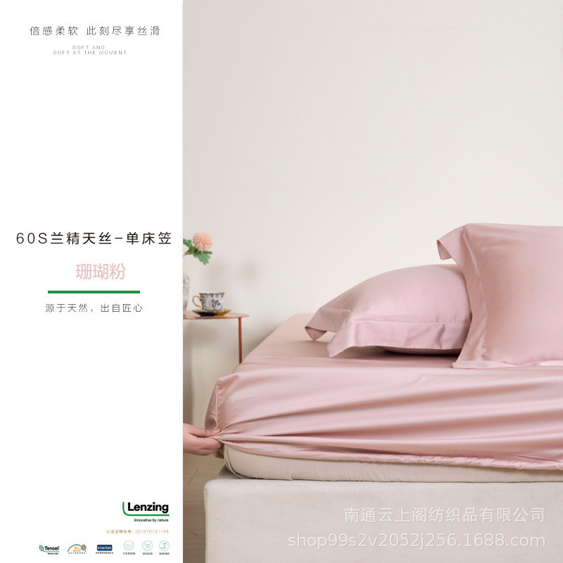 Cao Cấp 60 Chiếc Lenzing Tencel Bed Sheet Bộ Ba Mảnh Đơn Giản Màu Trơn Bed Sheet Simmons Single Doub