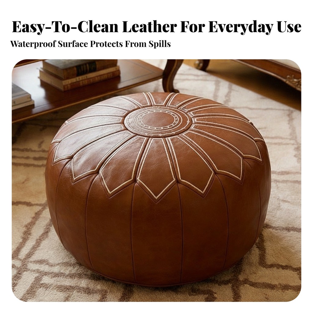 Ottoman Pouf Da-Look Thêu Ottoman Lưu Trữ Pouf Khâu Tầng Ghế Tròn