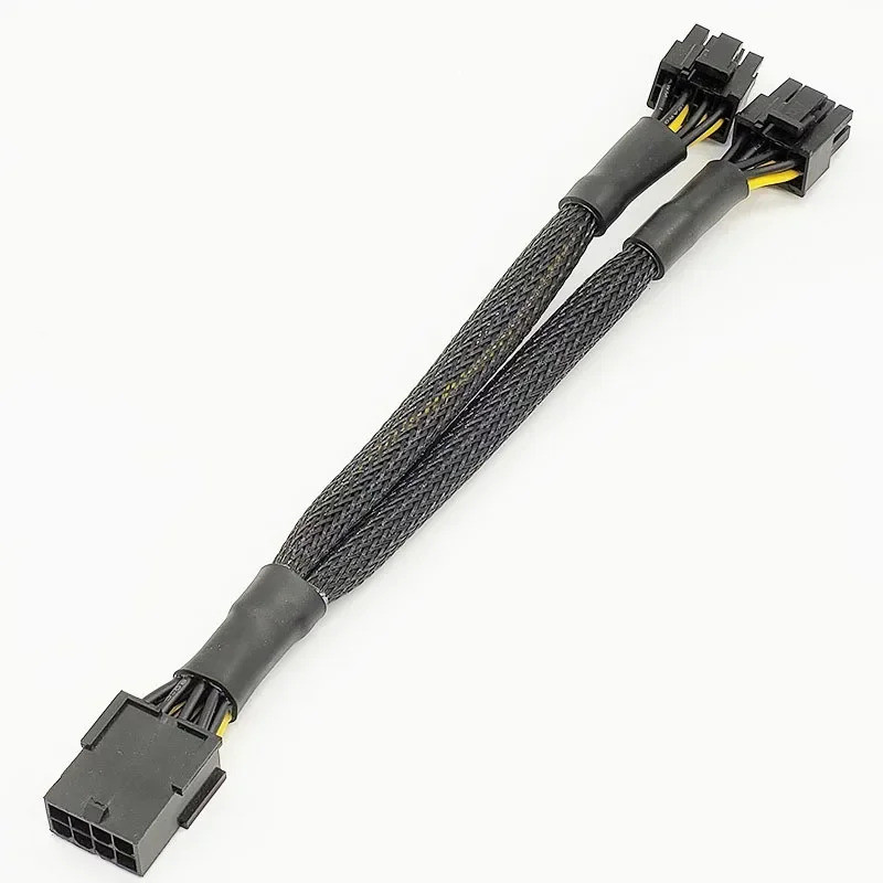 Cáp chuyển đổi GPU Bện Y-Splitter 20cm PCIe 8 Pin Nữ sang Dual 2X8 Pin (6 + 2) Cáp nối dài bộ chuyển