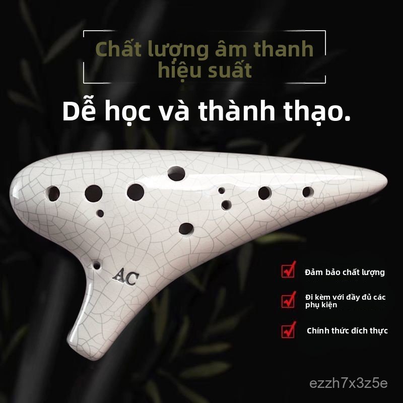 Kèn Ocarina 12 lỗ tone AC bằng gốm cao cấp nhạc cụ thổi hơi tự học tại nhà cho nam nữ học viên mới c