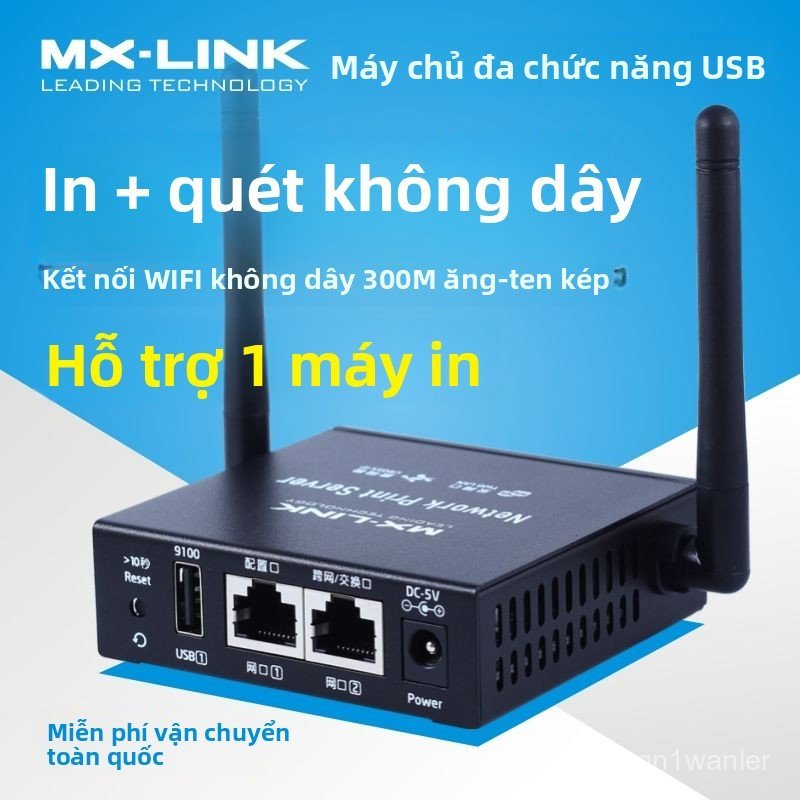 Print server không dây MX-LINK USB WiFi chia sẻ in ấn scan từ xa qua điện thoại cloud siêu tiện