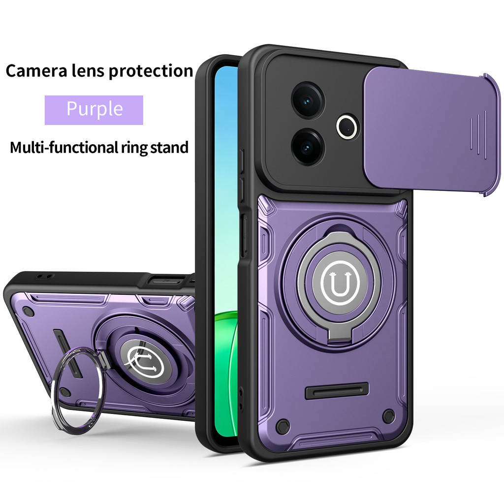 Dành Cho Vivo Y39 Ốp Lưng Vivo Y39 5G Ốp Điện Thoại Vivo Y39 5G Giáp Từ Tính Chống Sốc Giá Đỡ Nhẫn M