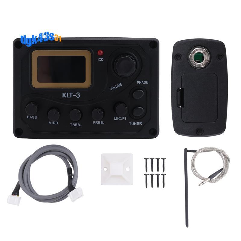 4 Band EQ Equalizer -3 Acoustic Guitar EQ Preamp với Digital Tuner Guitar Pickup