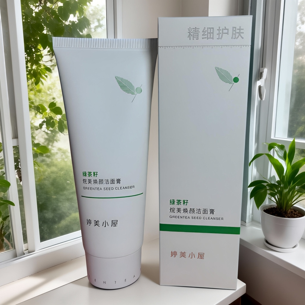 Kem làm sạch hạt trà xanh Tingmei Hut 120g Alkyl Trẻ hóa axit amin Sữa rửa mặt Làm sạch sâu Sản phẩm