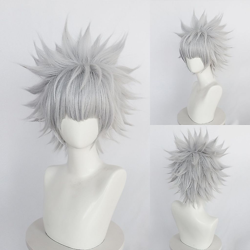 Jecarden Killua Zoldyck Cosplay Tóc Giả Hunter x Hunter Bạc Xám Chịu Nhiệt Tổng Hợp Tóc