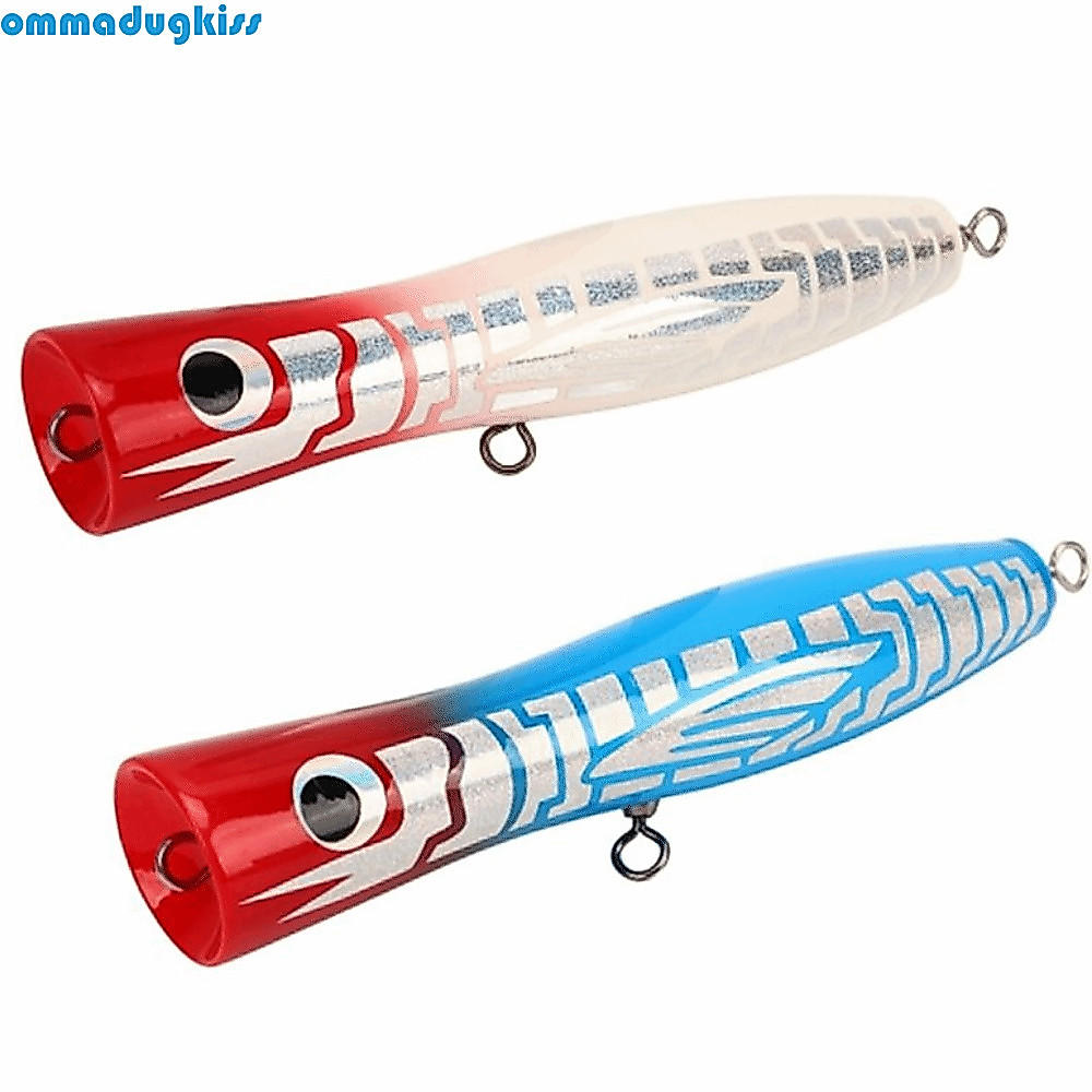 OMMAD Popper Mồi Câu Cá, 18cm Màu Sắc Phản Quang GT Popper, Gỗ Bền Lớn Popper Dụ GT Câu Cá