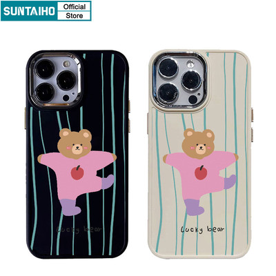 Ốp Điện Thoại Suntaiho Gấu May Mắn Dễ Thương Họa Tiết Sọc Dọc Silicon Mềm Cao Cấp Chống Sốc Cho iPhone 11 12 13 14 15 16 Pro Max IP 7 8 Plus Iphon X XS XR Xs max