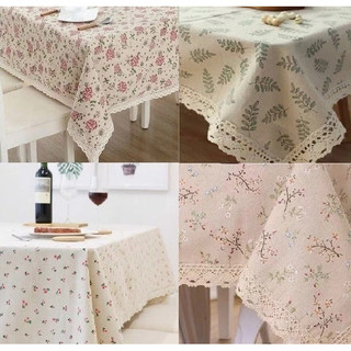   CHIP CHIP  Khăn trải bàn vải canvas VIỀN REN họa tiết nhí phong cách Nhật Bản nhẹ nhàng vintage 