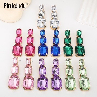 Kính Hình Chữ Nhật Zircon Thiết Kế Hình Học, Bông Tai Thời Trang PD2389