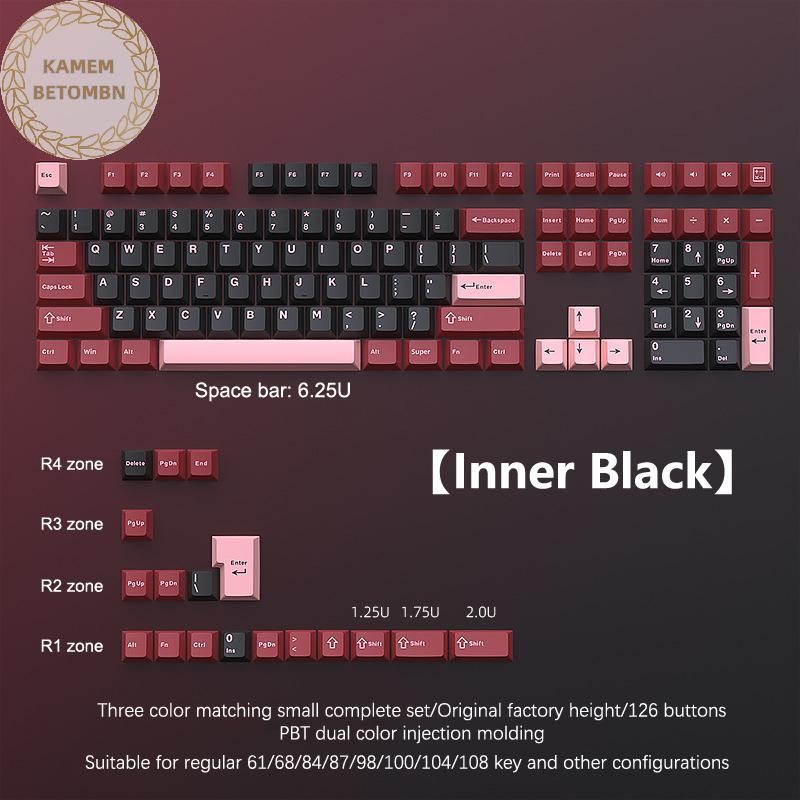Kamembbn 126 Phím Double Shot PBT Cherry Keycap cho bàn phím MX Switch, GMK67 GMK87 GMK61 Key Cap VN