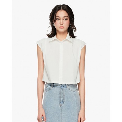 GIGI - Áo sát nách nữ cổ bẻ tay ngắn phom croptop_G1108T252241-00