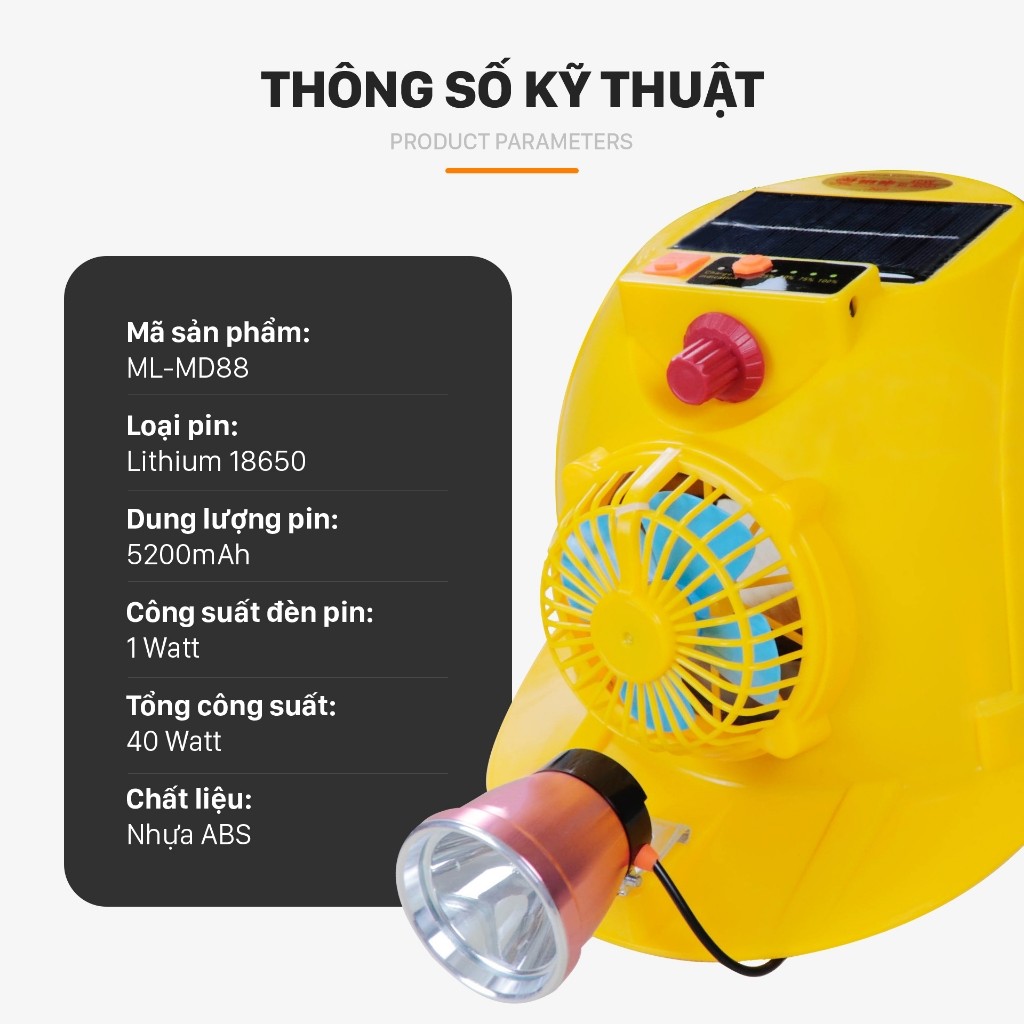 Mũ Bảo Hộ, Mũ Đèn Có Quạt , Mũ Đèn Năng Lượng Mặt Trời, Mũ Đèn Chuyên Dụng MD-ML88 Mỹ Linh