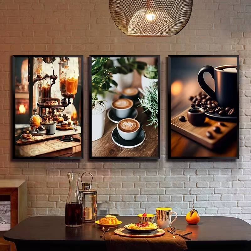 Retro Cà Phê Đậu Rót Cà Phê Espresso Latte Cup Poster Nghệ Thuật Tranh Canvas In Hình Ảnh Độ Nét Cao
