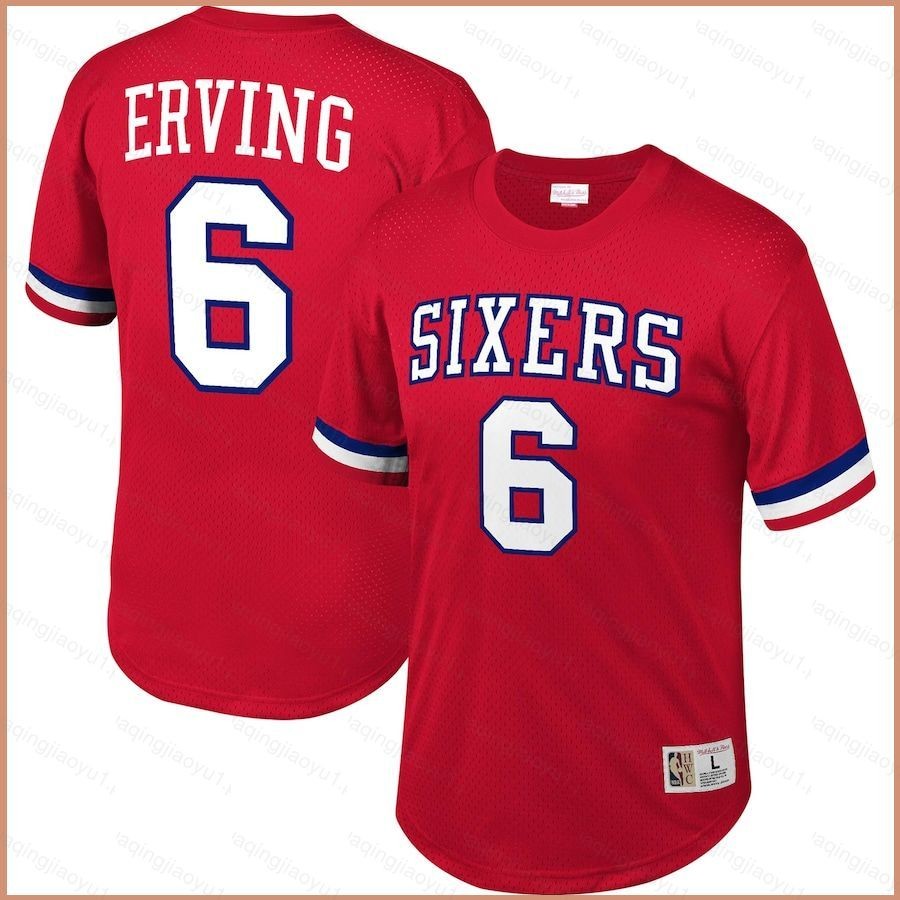 Jersey Erving của đội 76ers NBA - Áo thun thể thao ngắn tay cổ tròn, phù hợp unisex với nhiều kích c