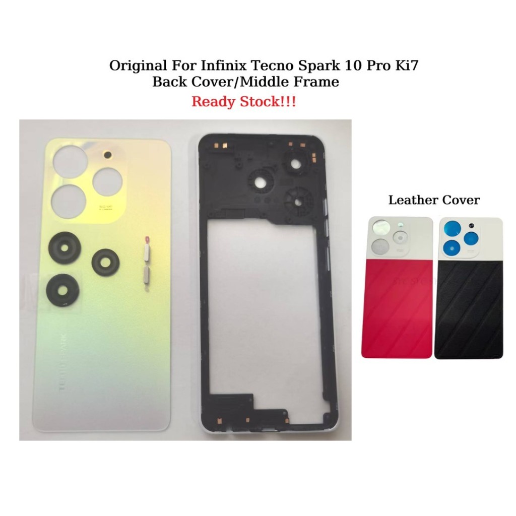 Dành Cho Infinix Tecno Spark 10 Pro / Ki7 Bao Da Pin Vỏ Lưng Khung Giữa
