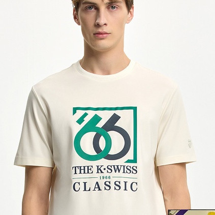 KSWISS Gasway Dạo Phố Mặc Áo Thun Nam Cotton Nguyên Chất Thể Thao Chữ Yếu Tố In Tay Ngắn dfs