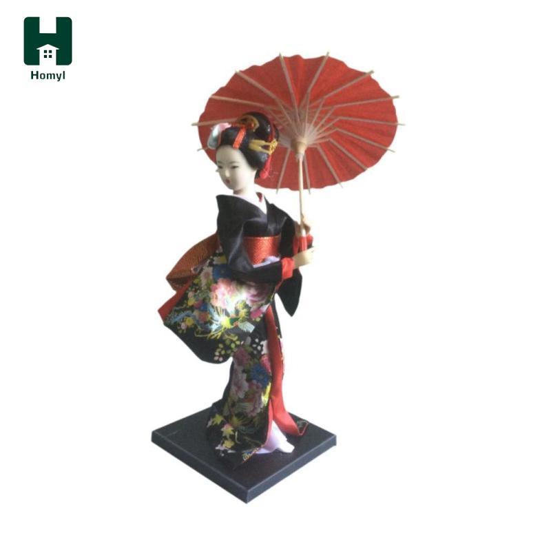 Búp bê Geisha Nhật Bản Homyl kèm Kimono, Tượng sưu tập Geisha châu Á để trang trí nhà cửa.