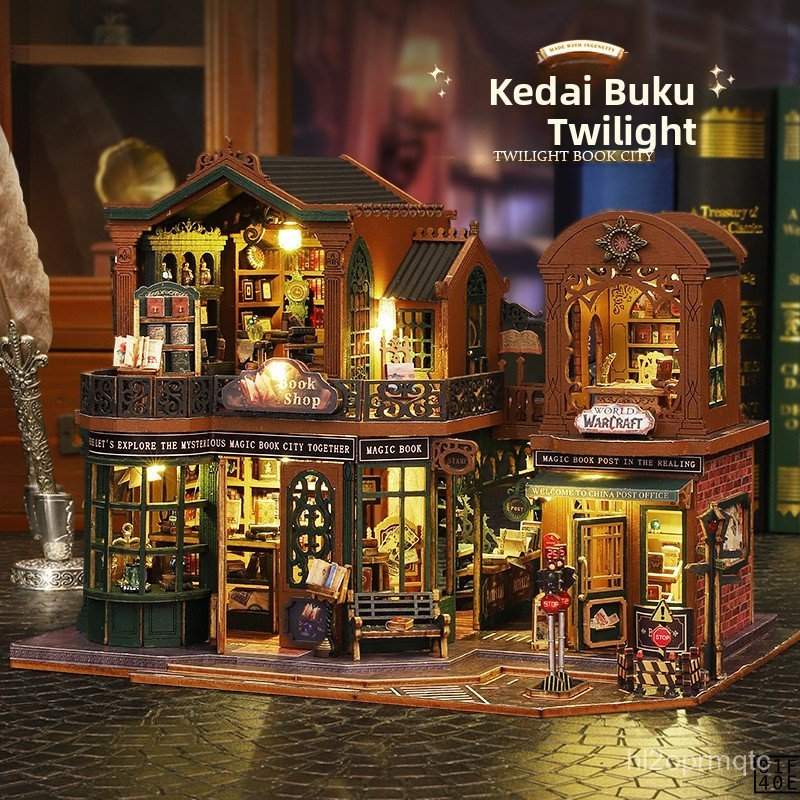 【Twilight Bookstore】DIY Miniature House Handmade Assembled House Model Toy Decoration Birthday Gift