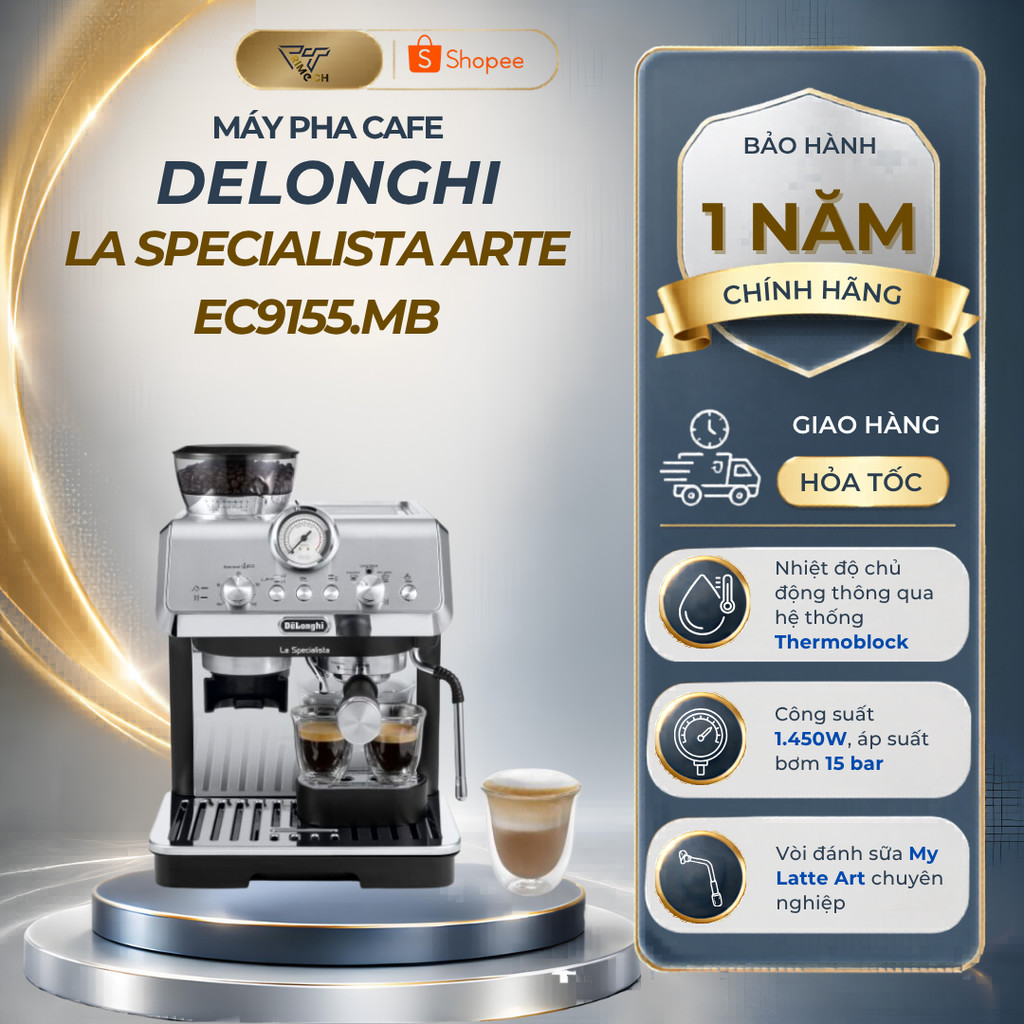 Máy pha cà phê espresso DeLonghi La Specialista Arte EC9155.MB - Bảo Hành 12 Tháng