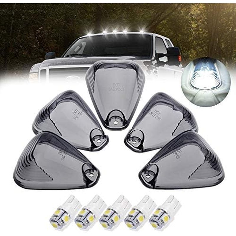 Đèn đánh dấu nóc 5 X Cab Vỏ khói LED trắng Tương thích với 1999-2016 Ford F150 F250 F350 F450 F550 F