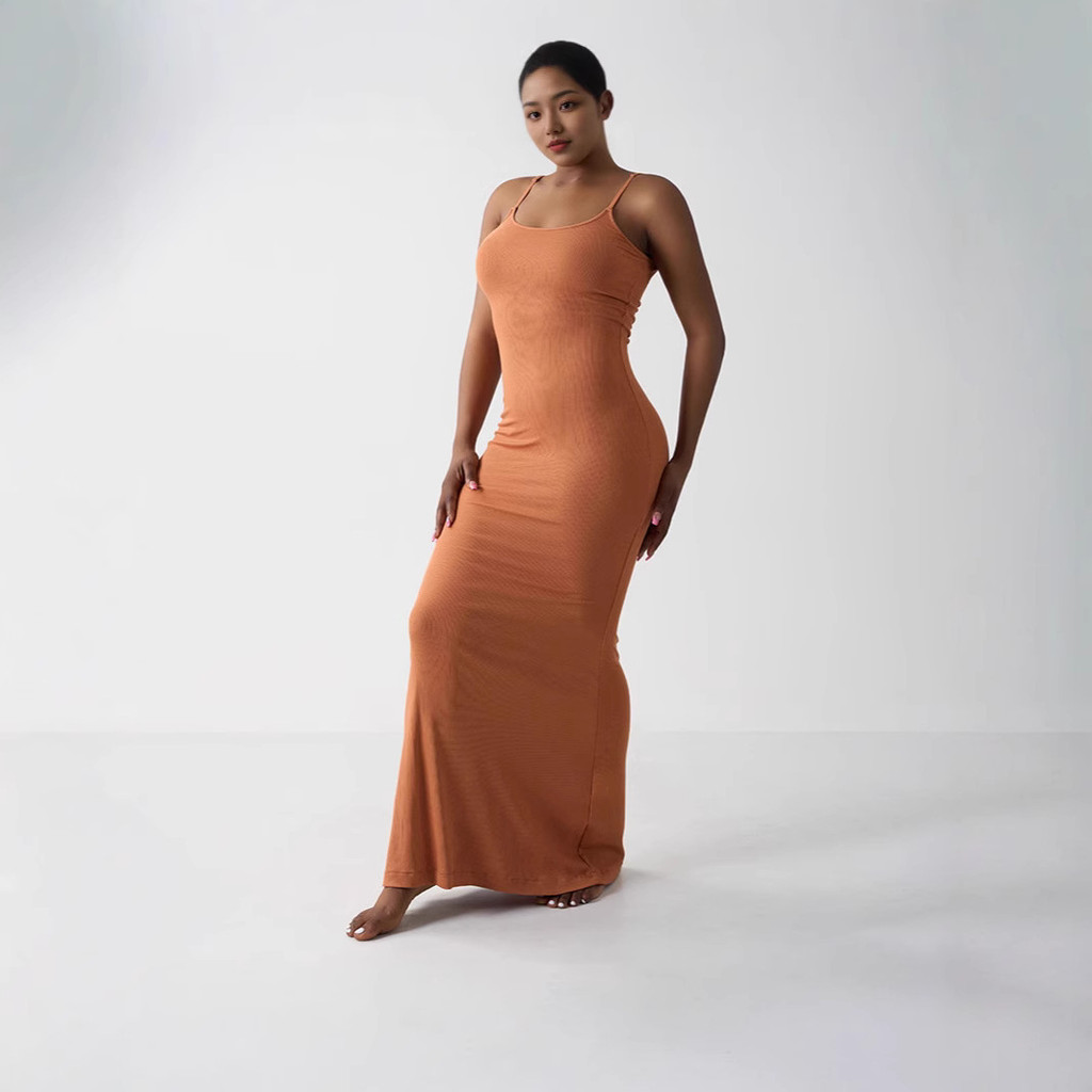 SKIMS Dress European and American Slim-Fit Modal High-Elastic Ribbed Strap Dress