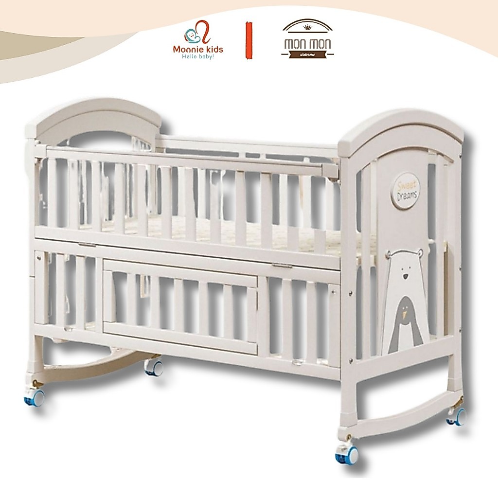 Giường cũi đa năng cho em bé Monmon 6in1 70x120cm, nôi cũi cho trẻ em 6 chế độ Chilux - Monnie Kids