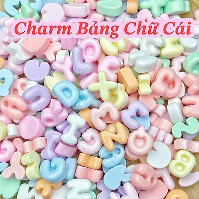 Charm Chữ Cái Trang Trí nhiều mầu sắc Mũ Bảo Hiểm, Ốp Lưng , làm đồ DIY, trang trí dép (Kèm Keo Dán)