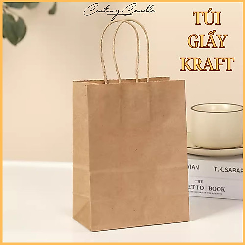 Túi Kraft Đựng Quà Tặng , Túi Giấy Xi Măng Trơn Nhật Bản Có Quai Cầm Chắc Chắn Century Candle