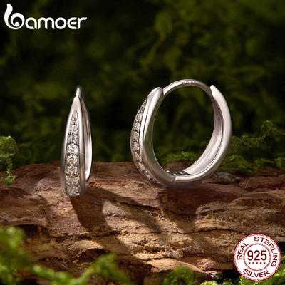 Bamoer Bạc 925 Sáng Moissanite Vòng Bông Tai Có Giấy Chứng Nhận Trang Sức Cho Nữ Quà Tặng