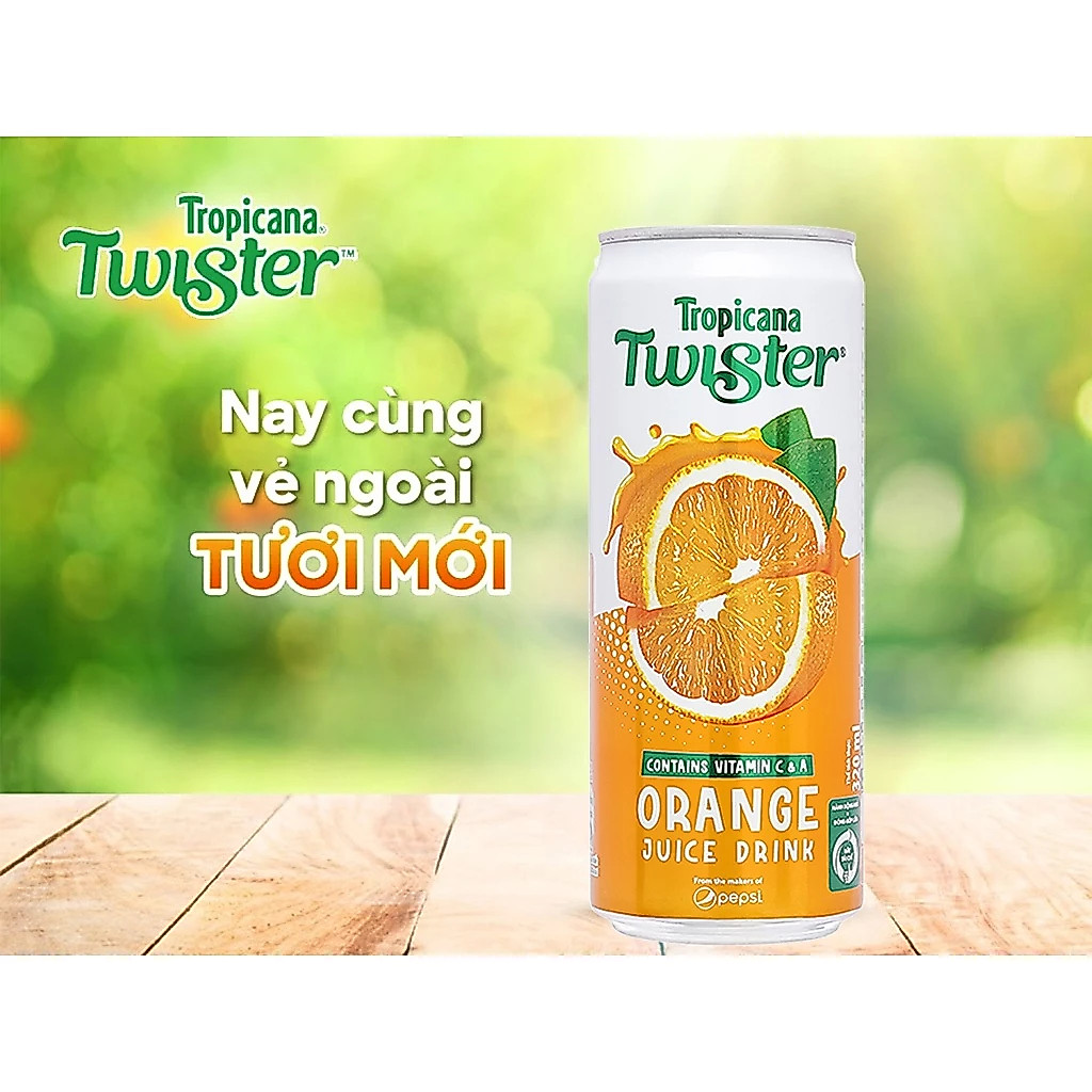 Nước Cam Ép Twister Lon Cao 320ml – Thơm Ngon Mát Lạnh, Giàu Vitamin C🍊 Nước Cam Ép Twister Lon Cao 