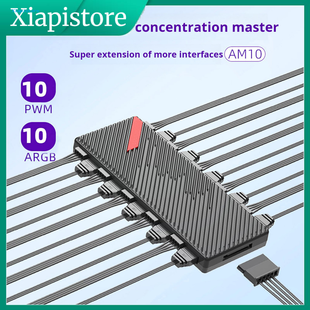 [Xiapistore] Hub quạt Argb Hub nâng cao thiết bị an toàn Hub quạt 10 cổng Argb với điều khiển tốc độ