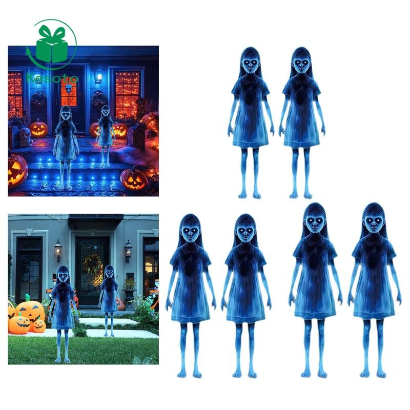 2x Halloween Zombie Girl Chilling 2D Flat Theme Decor Frighten Đáng Sợ Gothic Ma Quái Đạo Cụ Cho Bên