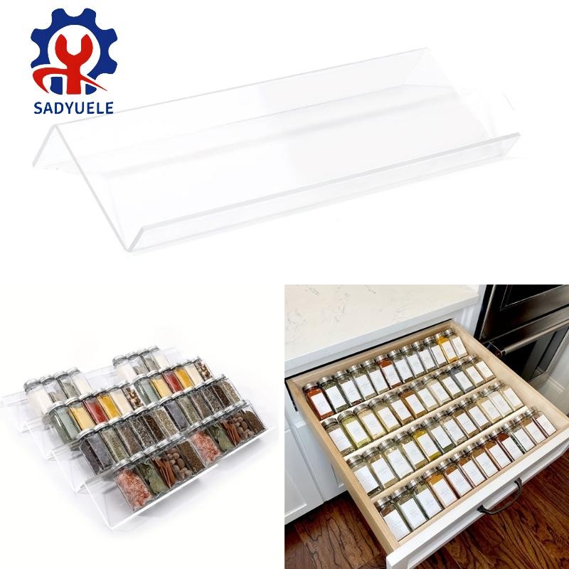 1/2xWhite Acrylic Storage Rack Tray Organize Your Kitchen Spice Drawer Organiser