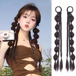  Tóc Giả Đuôi Ngựa Bện 2 Cái - Tóc Nối Phong Cách Y2K Cho Nữ Phụ Kiện Hóa Trang Halloween & Giáng Sinh Tóc Bong Bóng Dày Đẹp 