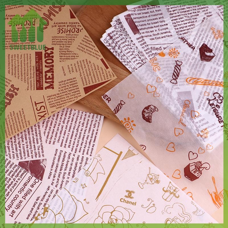 SWEET 50 Tờ Hộp Bánh Bento Pad Giấy Burger Bánh Chống Dầu Đĩa Giấy Giấy n