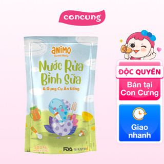 Nước rửa bình sữa kháng khuẩn Animo túi 500ml - Xanh da trời